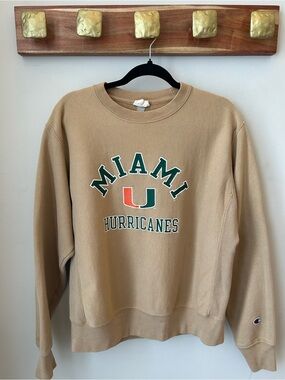 Champion Reverse Weave Miami Hurricanes Collegiate Neutral Sweatshirt - Size Med